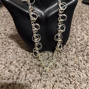 Silver Multi-Ring Link Necklace - Women Jewelry 8